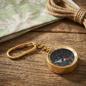 Brass Antique Nautical <b>Vintage</b> Compass Keychain | Retro Maritime <b>Key</b> Ring | Decorative Compass <b>Key</b> Holder for Car Bike Home - Product Image 5