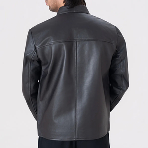 Icon by Gilani <b>Men</b>’s Black Biker <b>Leather</b> <b>Jacket</b> - Moto Cafe Racer <b>Jacket</b> Black - Product Image 4