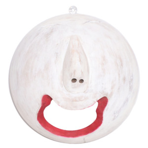 Figurine d'émoticône en bois artisanale - Décoration rustique blanchie à la chaux |   Vente en gros OEM - Product Image 1