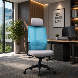 Chaise de bureau ergonomique pivotante à dossier haut KINSHA, en tissu, hauteur réglable, design moderne, mobilier de bureau - Product Image 1