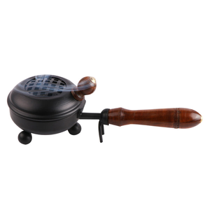 Brûleur d'encens en fer fait main avec poignée en bois, qualité supérieure, respectueux de l'environnement, accessoire décoratif spirituel pour temple - Product Image 2