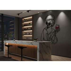 Décoration murale en métal « Femme élégante avec verre à vin », grande décoration murale en fer pour chambre, salon, bar, restaurant, 30 x 40 pouces - Product Image 5