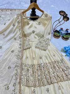 New designer party wear top Designer party wear lunching Top and Lahenga with embroidery Party wear with fancy duppata - Product Image 6