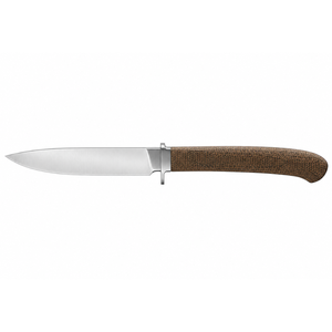Cuchillos de Caza con Empuñadura Tejida Marrón y Negra, Hoja Fija Plateada, Funda de Cuero Marrón para Campismo, Senderismo y Tareas de Campo - Product Image 1