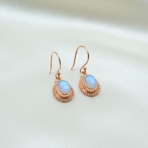 Vintage Blue Fire Moonstone Drop Earrings Pure 925 Sterling Silver Rose Gold Yellow Gold Plated Boho Jewelry Gift Women <b>Sister</b> - Product Image 5