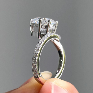 Anillo de Diamante Cultivado en Laboratorio de 3.25 Quilates, Corte Pera, Oro Blanco de 14K, Joyería Clásica de Compromiso y Boda, Original - Product Image 3