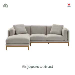 Canapé d'angle moderne minimaliste en forme de L avec structure en bois massif et chaise longue en tissu pour salon, villa, hôtel - Product Image 3