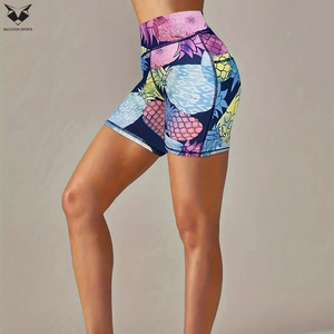 Shorts de Yoga de Cintura Alta para Mujer con Estampado de Piña, Shorts Deportivos Elásticos para Correr, Control de Abdomen - Product Image 5