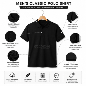 Camiseta Polo Negra Lisa Personalizada para Hombre, 100% Algodón, Manga Corta, Polo de Golf, Uniforme Casual de Negocios Premium, OEM, ODM, Venta al Por Mayor - Product Image 6