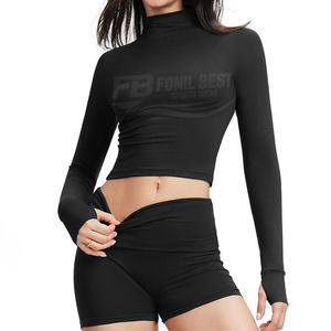 Ensemble deux pièces de sport sans couture taille haute pour femme, avec short push-up, directement de l'usine, conception personnalisée OEM - Product Image 2
