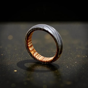 Hot Selling Handmade Wood Damascus Steel Ring for Men Women Wedding Band Fashion Party Ring Custom Latest Design OEM Supplier - Product Image 3