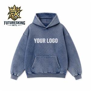 Sweat-shirt à capuche en coton éponge délavé style vintage - Unisexe, coupe ample, streetwear robuste - Product Image 6