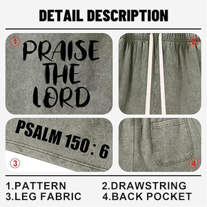 Custom Men's Sweat Acid Wash Casual Shorts Eco-Friendly 260 280 300 GSM Cotton Raw Hem Drawstring Screen Printing Logo Design - Product Image 4