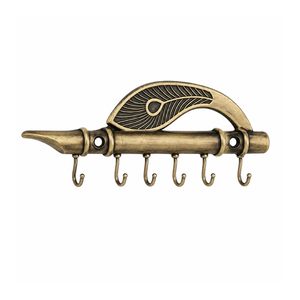 Vintage Brass Flute Design <b>Key</b> Holder <b>Wall</b> Mounted Decorative <b>Key</b> Rack with 6 <b>Hooks</b> for Entryway Home Office Storage and Decor - Product Image 1