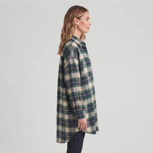 <b>Women</b> Long Sleeve Flannel Button Up <b>Shirt</b> 100% Cotton Drop Shoulder Winter Street Wear Fashion <b>Baggy</b> Plaid Long <b>Shirt</b> Ladies - Product Image 3