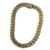 Chaîne cubaine Miami Hip Hop unisexe entièrement sertie de moissanite VVS1 taillée 19MM, plaqué or jaune massif, 16-24 pouces, prix fabricant