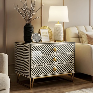 Cajón con Incrustaciones de Hueso de ILAHI, Diseño Moderno con Detalles de Ágata, Mueble Portátil para el Hogar - Product Image 5