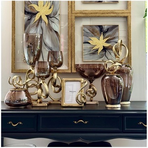 โรงงานเสนอขายเชิงเทียนแก้วทรงเฮอร์ริเคนสำหรับตกแต่งบ้านและงานแต่งงาน  ชามและโถผลไม้ตกแต่งทำมือ - Product Image 1