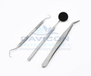 Ensemble de 3 outils dentaires comprenant une poignée miroir en acier inoxydable Nettoyage manuel des dents Instrument-la base Instruments chirurgicaux - Product Image 4