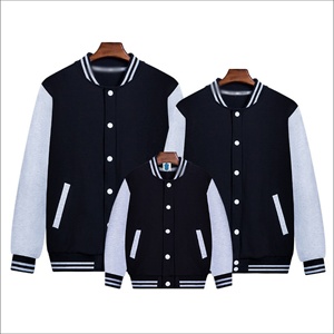 Unisex Varsity Jacket Black Gray Sleeve Solid Color Button Closure Turn-<b>down</b> Collar Casual Autumn Wear Regular Fit - Product Image 1