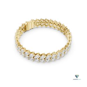 Pulsera de Diamantes Cultivados en Laboratorio con Corte Pera de 17.58 CT en Oro Sólido de 14K, Diseño de Hojas Simétricas, Joyería Fina para Mujer - Product Image 3