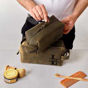 Trousse de Toilette en Cuir Véritable pour Hommes, Trousse de Voyage, Trousse de Rasage, Pochette avec Doublure Imperméable, Vente en Gros B2B TYG-0182 - Product Image 2