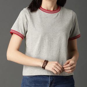 Élégant décontracté col rond manches courtes T-Shirt pour femmes personnalisé dames Jersey paillettes broderie pré-lavé 100% coton imprimé - Product Image 5