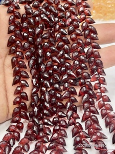 AAA Natural Red Garnet Faceted Briolette Teardrop Loose <b>Stone</b> <b>Beads</b> Fancy Drill 6x9mm 8 Inch Strand China Wholesale Exporter - Product Image 2
