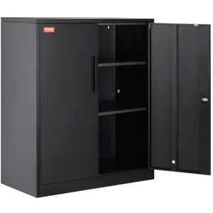 Armoire de rangement en acier d'une capacité de 200 lb avec 2 portes magnétiques et 2 étagères réglables, étagères de garage verrouillables - Product Image 1