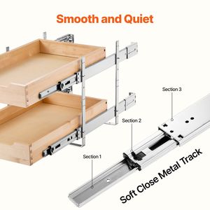 Organizzatore per armadio estraibile a 2 livelli con chiusura morbida cassetto in legno 14 "W X 21" D - Product Image 3