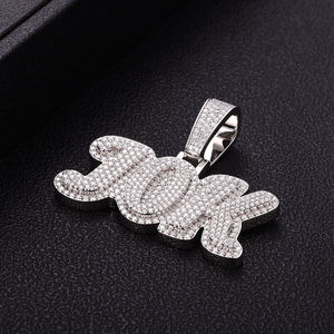 Pendentif Lettre Personnalisé en Alliage de Zinc Plaqué Argent avec Micro-Pavé de Strass, Breloque Hip Hop, Bijou de Mode pour Homme - Product Image 3