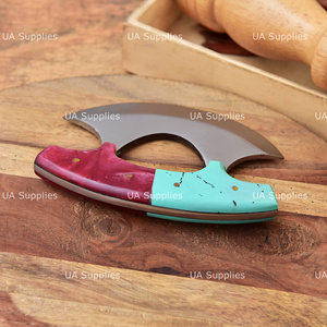 Couteau Ulu artisanal avec étui en cuir, lame incurvée traditionnelle, couteau de cuisine, couteau de boucher, couteau de cuisine en plein air, directement de l'usine - Product Image 3