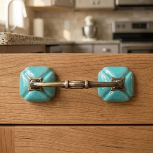 <b>Ceramic</b> Octagonal <b>Drawer</b> Pull Handle Turquoise Bronze Bar for Kitchen Cabinet Modern Style Durable Eco-Friendly Adjustable - Product Image 1