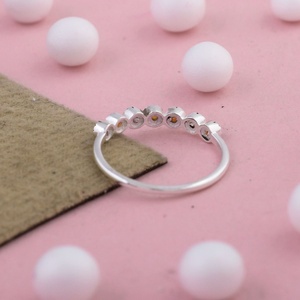 925 Sterling Silver Natural Carnelian Seven Stone Band <b>Ring</b> Minimalist Stackable Gemstone <b>Ring</b> <b>for</b> Women Handmade Fine Jewelry - Product Image 3