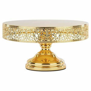 Elegant Gold Metal Cake Serving Stand Decorative Floral Dessert Display Plate for Home <b>Kitchen</b> Bakery Hotel and Restaurant - Product Image 2