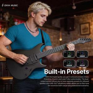 Authentic 39 Inch Full Size Electric Guitar <b>Kit</b> Solid Body Sunburst, Beginner Starter, with Amplifier, <b>Bag</b>, Capo, Strap & String - Product Image 4