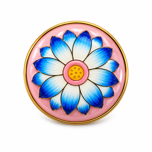 Bouton de sherwani lotus Meenakari rose royal pour marié, bouton de kurta bleu émail de luxe pour homme, accessoire royal - Product Image 1