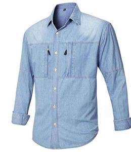 Chemises en jean pour hommes, coupe classique, 100 % coton, respirantes, confortables, décontractées, pour l'hiver, délavage moyen, vente en gros, prix bas, direct usine - Product Image 1