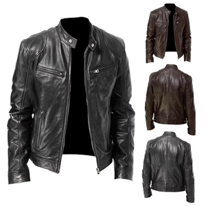 Veste en cuir pour homme 100% cuir de vache véritable, écologique, OEM personnalisé avec logo sur le devant - Product Image 3