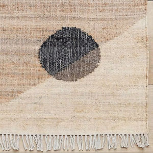 Modern Hand-Woven <b>Jute</b> Kilim Rug Floral Earth Tones Sustainable Natural <b>Fiber</b> 100% Organic Scandi-Style Flatweave - Product Image 2
