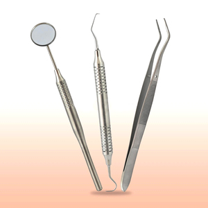 Kit de base pour étudiants en dentisterie, 3 pièces : Miroir, Explorer, Pince, en acier inoxydable, certifié CE - Product Image 4