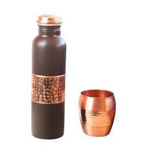 Bouteille d'eau artisanale en cuivre pur avec motif bohème imprimé, anti-fuite, pour la santé et les voyages (vente en gros) - Product Image 5