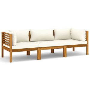Ensemble de salon de jardin en bois d'acacia massif et tissu (100% polyester), canapés de jardin - Product Image 2