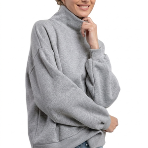 Sudadera Oversize de Cuello Alto para Mujer, Estilo Casual Contemporáneo, Corte Holgado, Algodón de Alta Calidad, Directo de Fábrica - Product Image 1