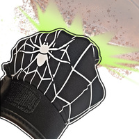 Gants de gardien de but en latex noir à motif toile d'araignée, avec sangle de poignet réglable, protection complète des doigts, évacuation de l'humidité et adhérence optimale