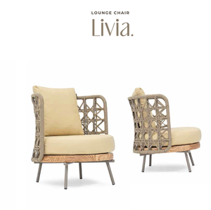 Chaise longue d'extérieur moderne en rotin tressé avec assise rembourrée en mousse, base en bois et pieds en métal, pour villa, jardin, hôtel - Product Image 1