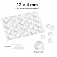 Coussinets de protection transparents en PVC demi-ronds pour armoires, amortisseurs de chocs, protection de surface 12x4mm