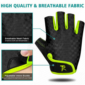 Gants de cyclisme légers à demi-doigts antidérapants avec fermeture auto-agrippante, fabriqués au Pakistan, en cuir/nylon de haute qualité, unisexe - Product Image 6