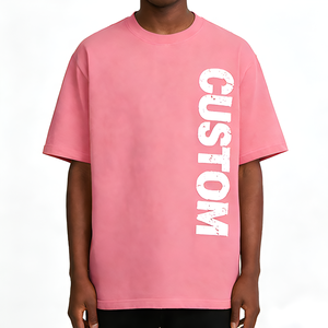 Camiseta Personalizada para Hombre, Talla Grande, 100% Algodón, Diseño de Paneles, 260 g/m², Estilo Urbano, Vintage, Lavada, Lisa, para Hombre - Product Image 2