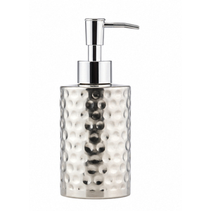 Silver Hammered Ceramic <b>Soap</b> Dispenser Metallic Texture Liquid <b>Hand</b> Wash Pump Bottle <b>Refillable</b> Lotion Dispenser For Hotel Home - Product Image 1
